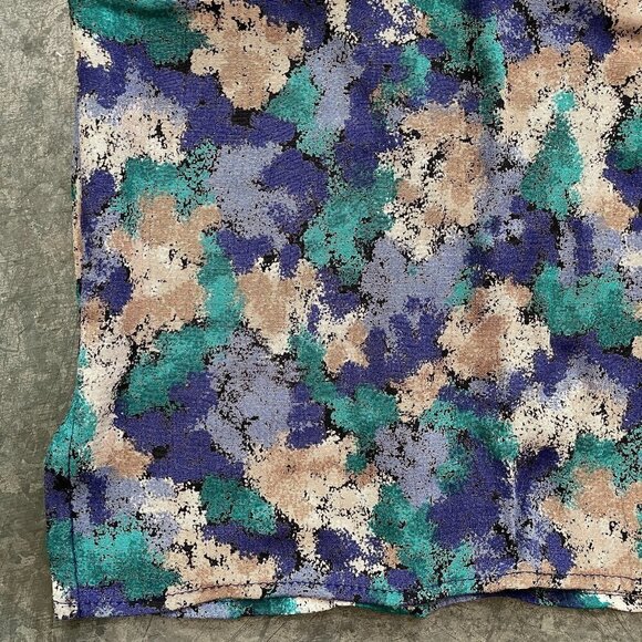 Vintage Pappagallo Abstract Floral Blouse Shirt Short Sleeve Womens Medium Large - Picture 5 of 12